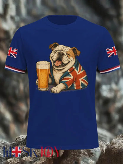 Men’s Vintage England Flag Casual Printed T-shirt - Blue / S