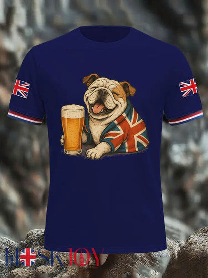 Men’s Vintage England Flag Casual Printed T-shirt - Purple / S