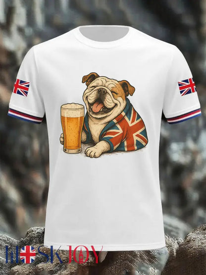Men’s Vintage England Flag Casual Printed T-shirt - White / S