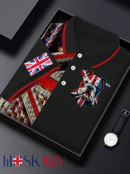 Men’s Vintage England Flag Casual Shirt - Black / S