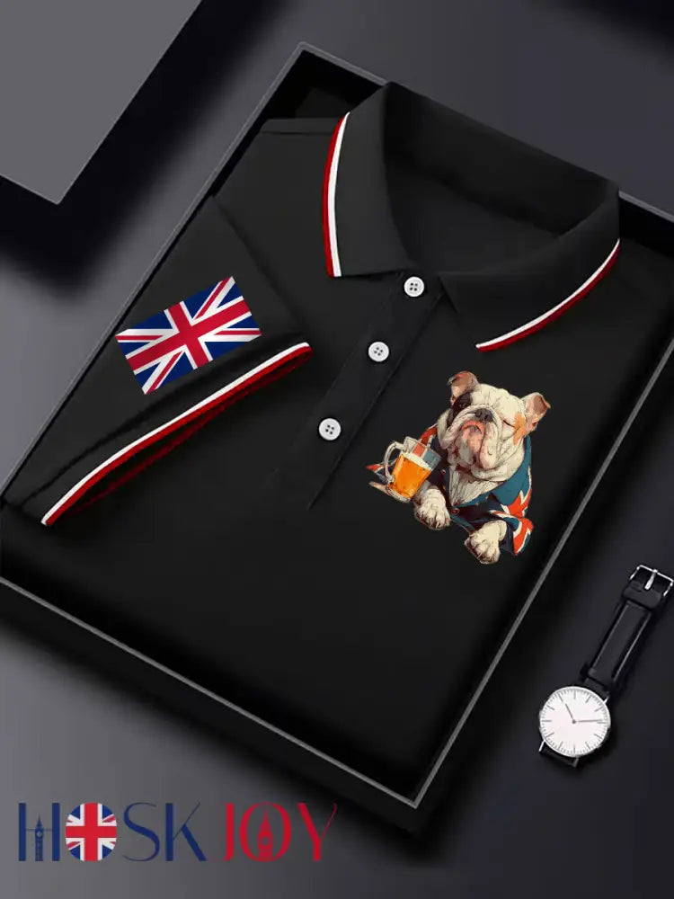 Men’s Vintage England Flag Casual Shirt - Black / S