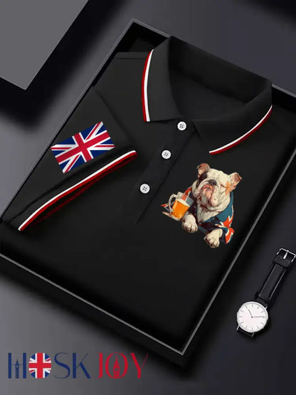 Men’s Vintage England Flag Casual Shirt - Black / S