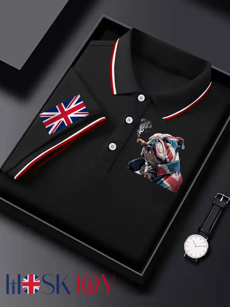 Men’s Vintage England Flag Casual Shirt - Black / S