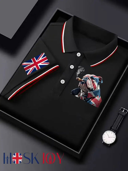 Men’s Vintage England Flag Casual Shirt - Black / S