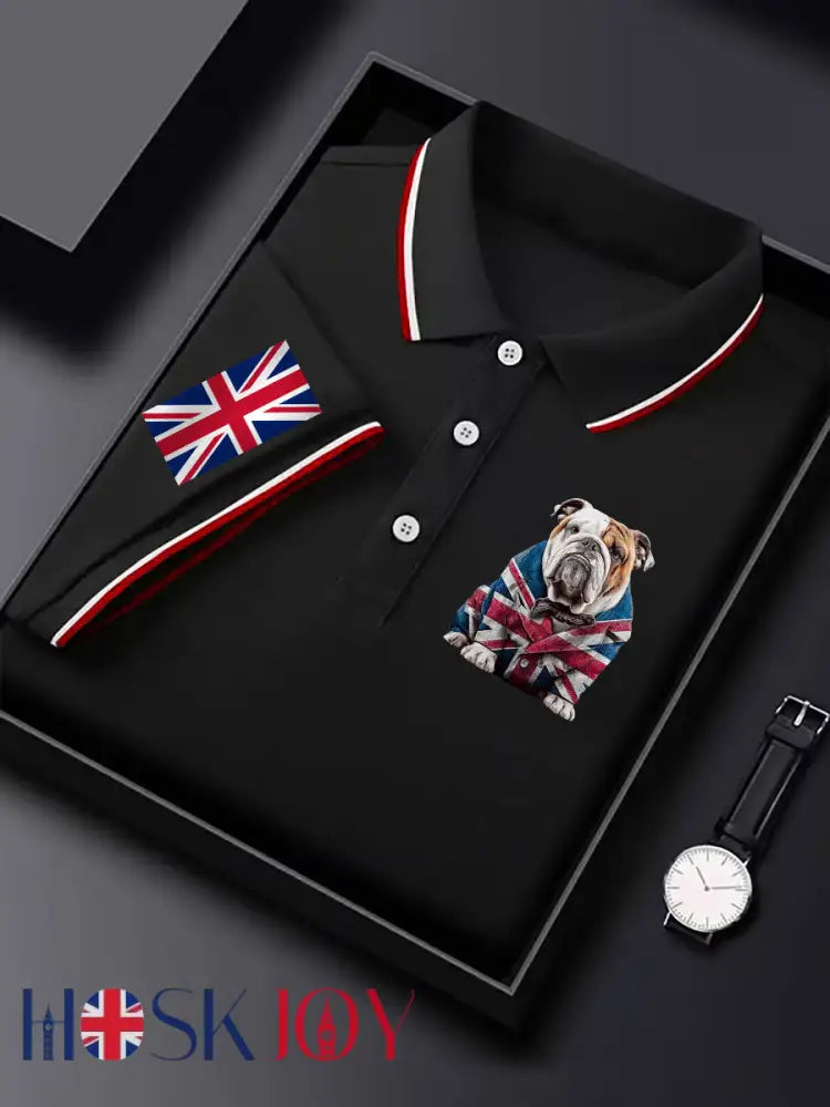 Men’s Vintage England Flag Casual Shirt - Black / S