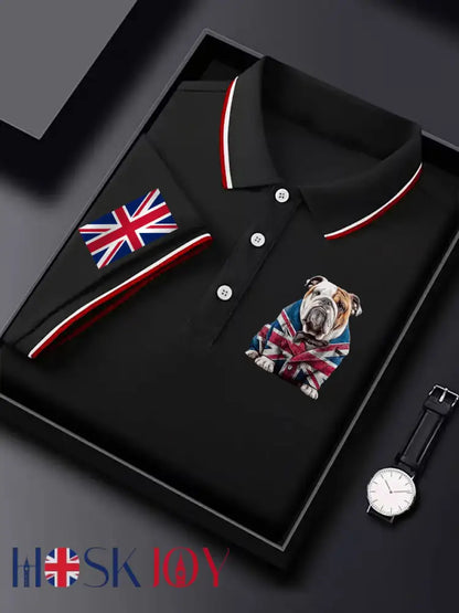 Men’s Vintage England Flag Casual Shirt - Black / S