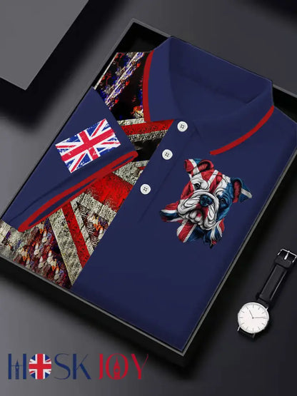 Men’s Vintage England Flag Casual Shirt - Blue / S