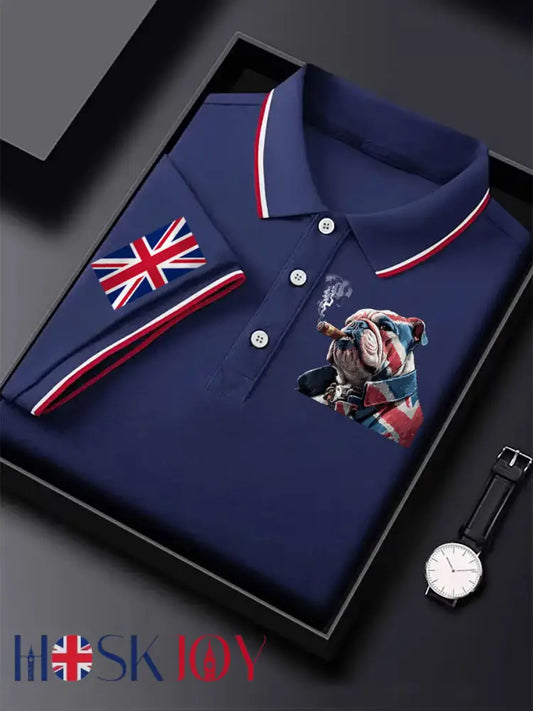 Men’s Vintage England Flag Casual Shirt - Dark Blue / S