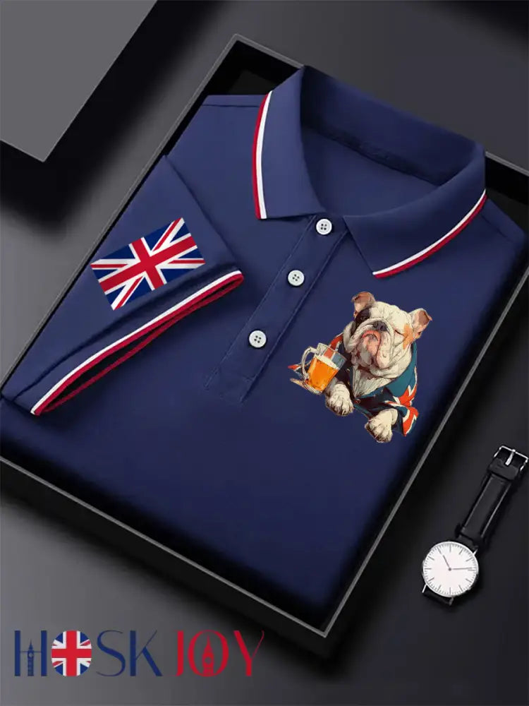 Men’s Vintage England Flag Casual Shirt - Dark Blue / S