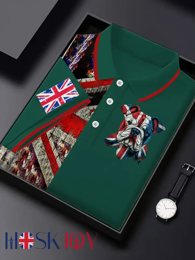 Men’s Vintage England Flag Casual Shirt - Dark Green / S