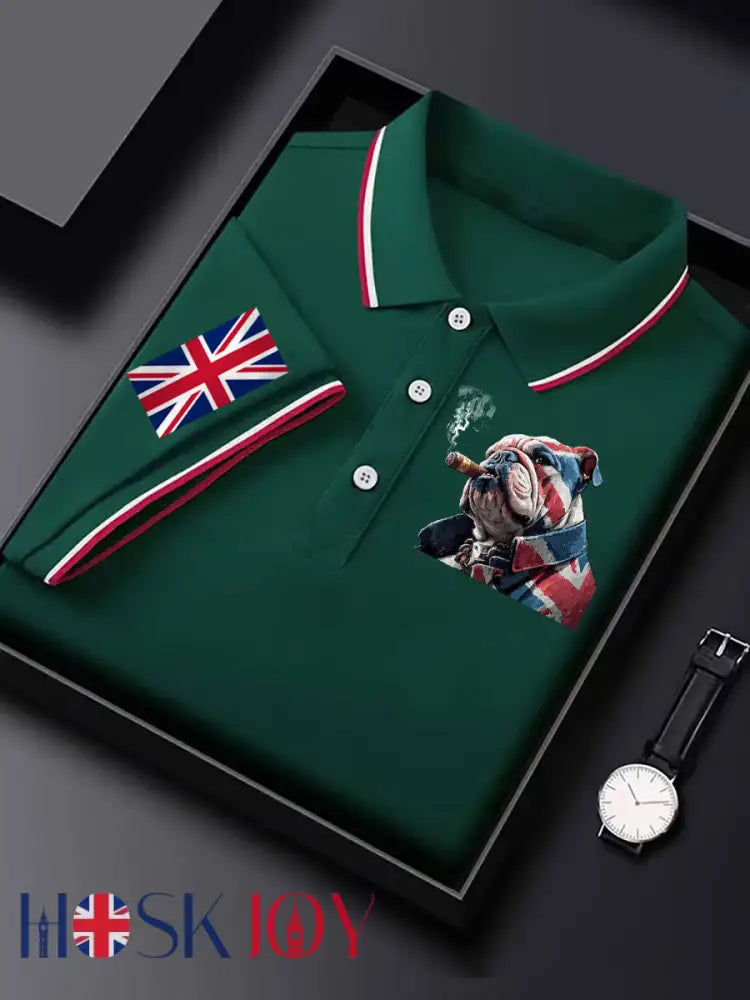Men’s Vintage England Flag Casual Shirt - Dark Green / S