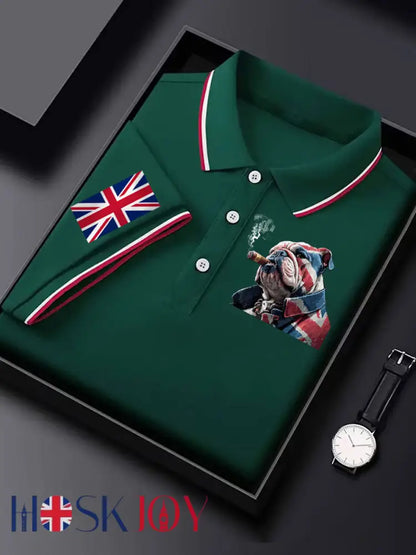 Men’s Vintage England Flag Casual Shirt - Dark Green / S