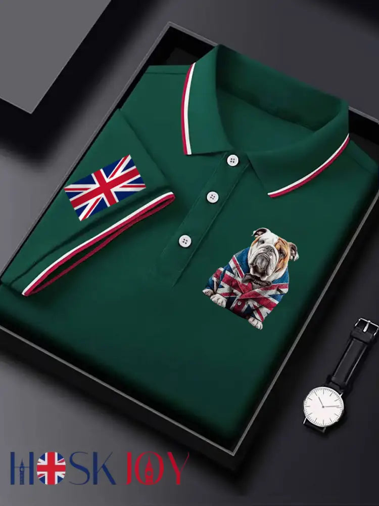 Men’s Vintage England Flag Casual Shirt - Dark Green / S