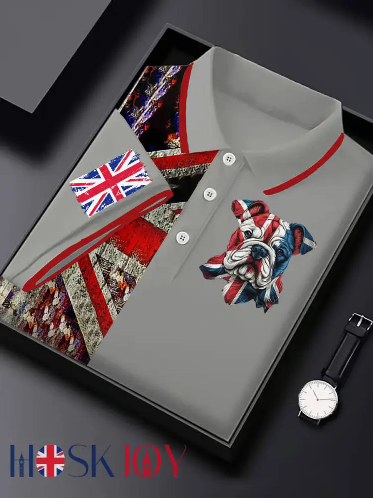 Men’s Vintage England Flag Casual Shirt - Gray / S