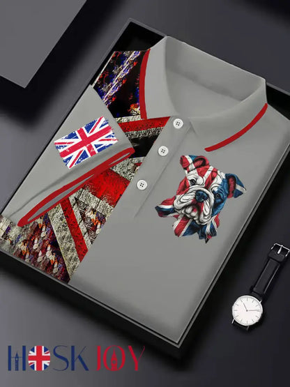 Men’s Vintage England Flag Casual Shirt - Gray / S