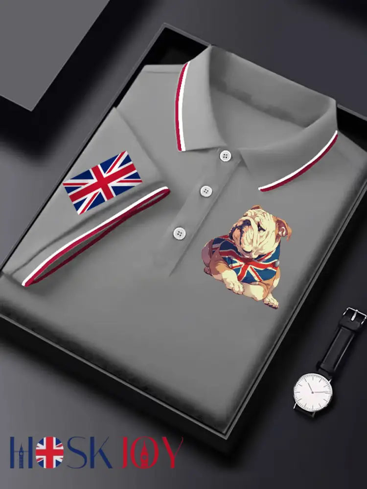 Men’s Vintage England Flag Casual Shirt - Gray / S
