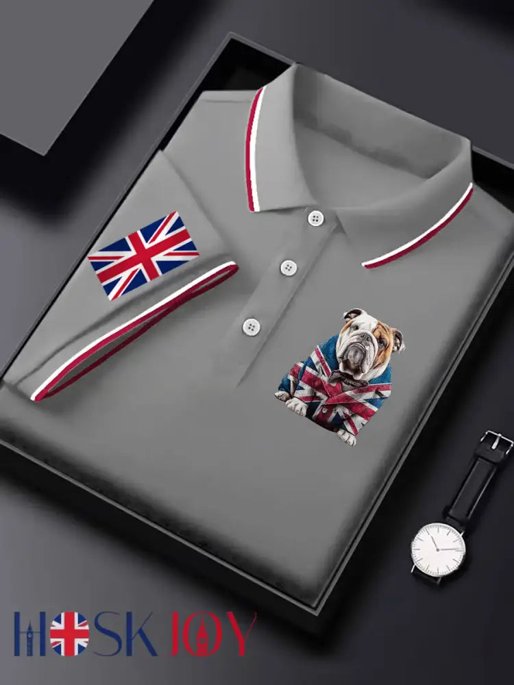 Men’s Vintage England Flag Casual Shirt - Gray / S