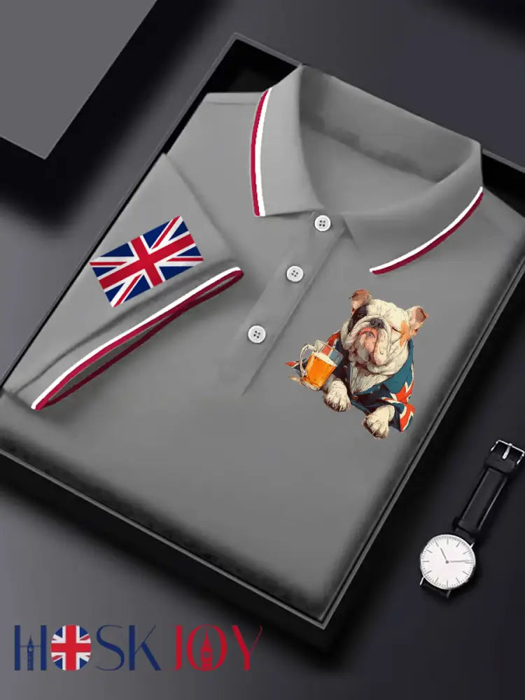 Men’s Vintage England Flag Casual Shirt - Light Gray / S