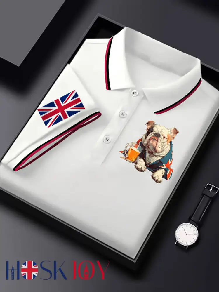 Men’s Vintage England Flag Casual Shirt - White / S