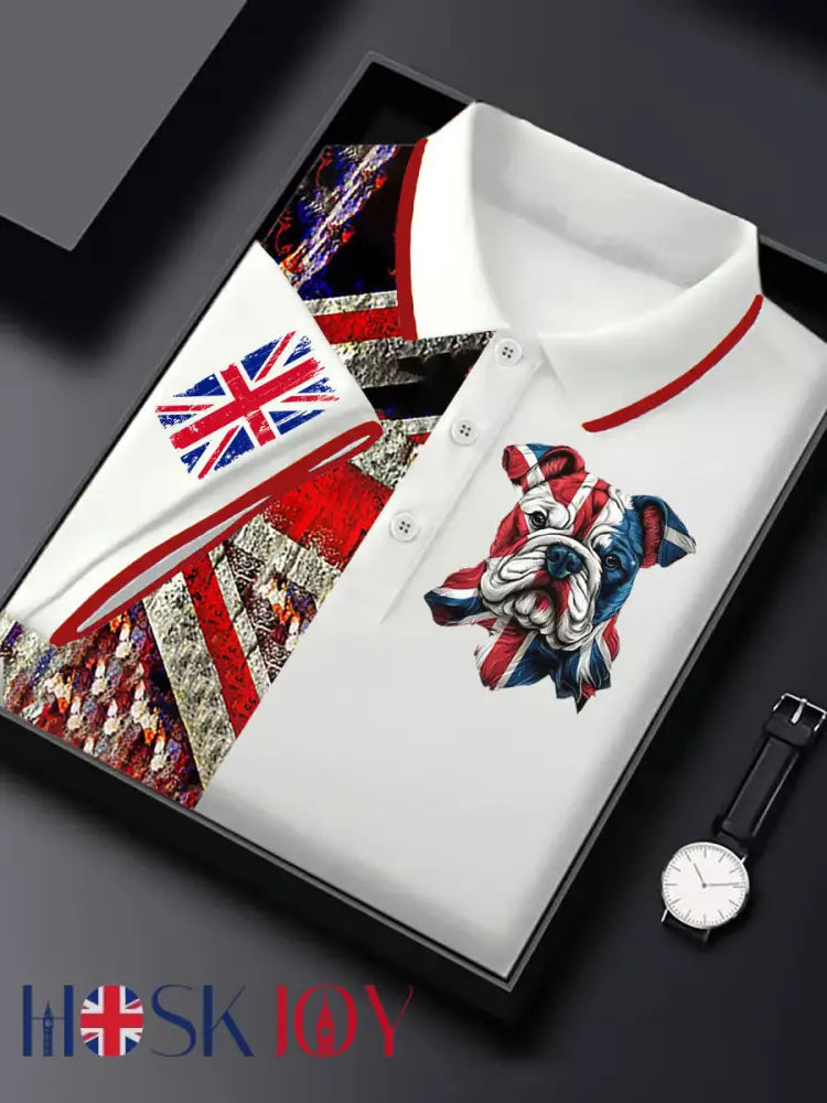 Men’s Vintage England Flag Casual Shirt - White / S