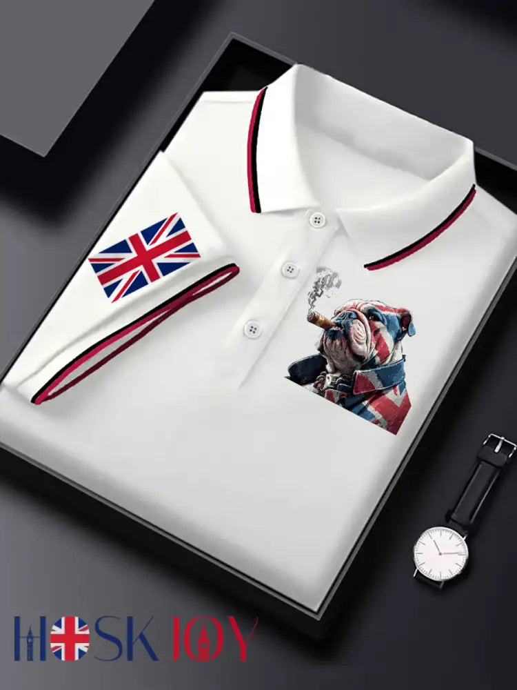 Men’s Vintage England Flag Casual Shirt - White / S
