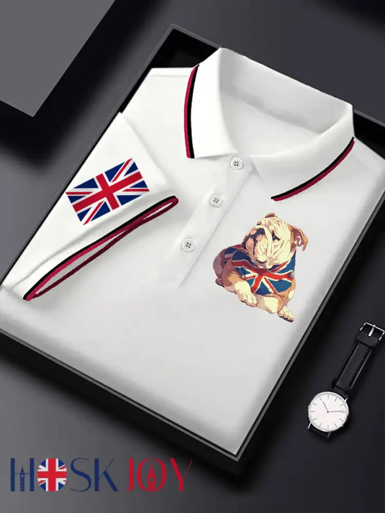 Men’s Vintage England Flag Casual Shirt - White / S