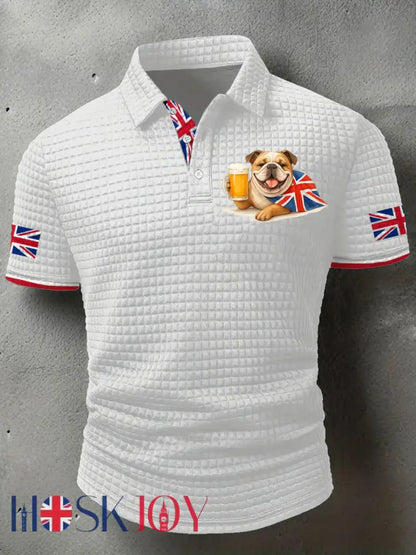 Men’s Vintage England Flag Printed Casual Tops - White / S