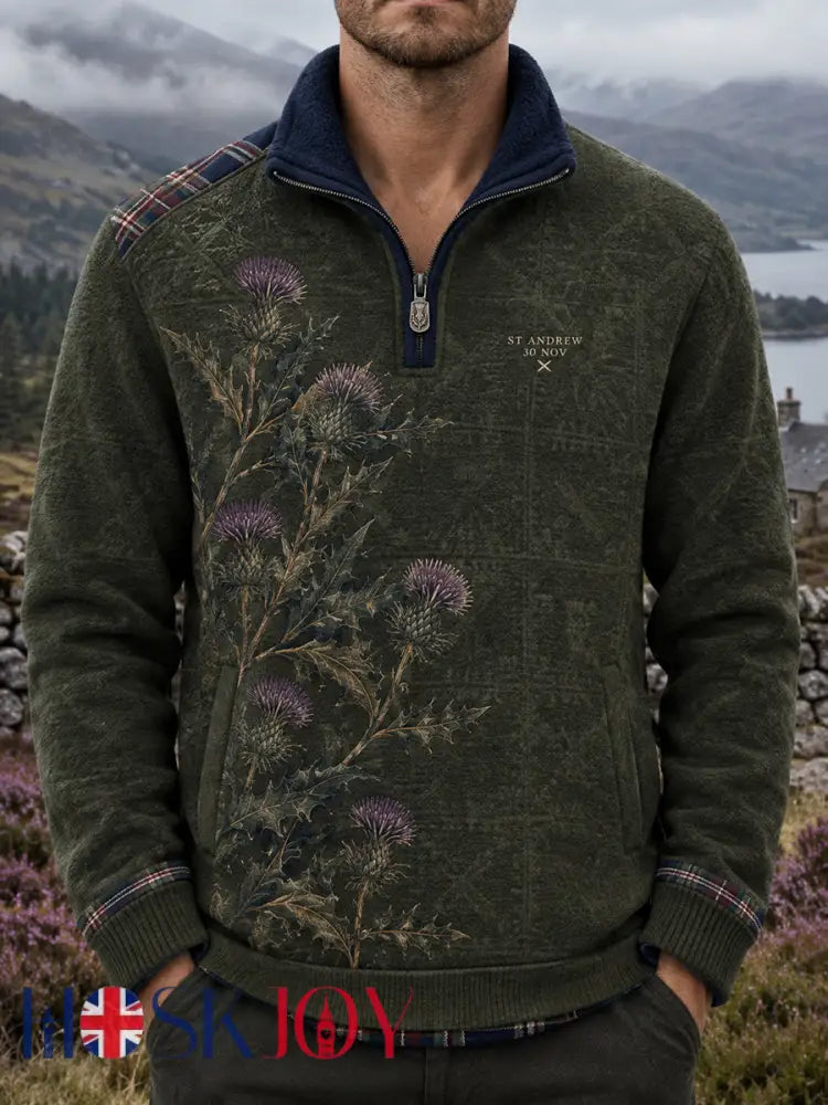 Men’s Vintage Scottish St Andrew’s Day Printed Flannel Top - A / S