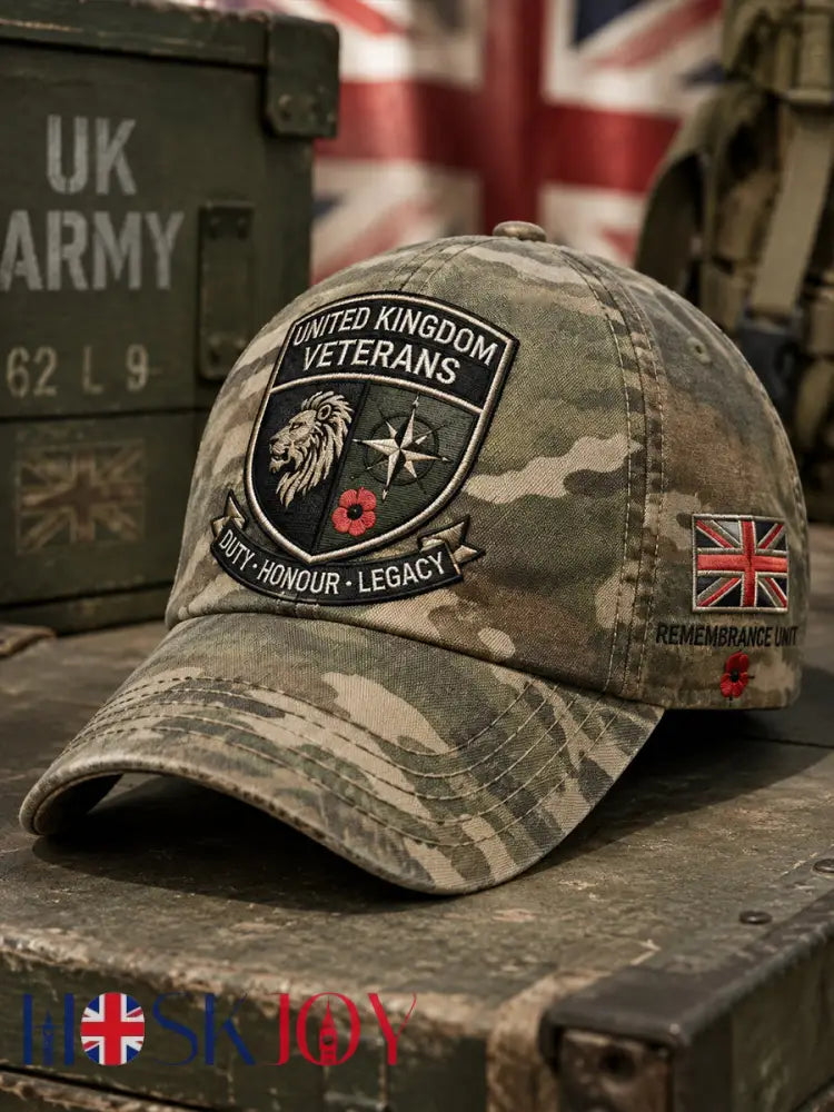 Men’s Vintage-Style Camo-Print Cap with Veteran Commemorative Elements - A / ONE