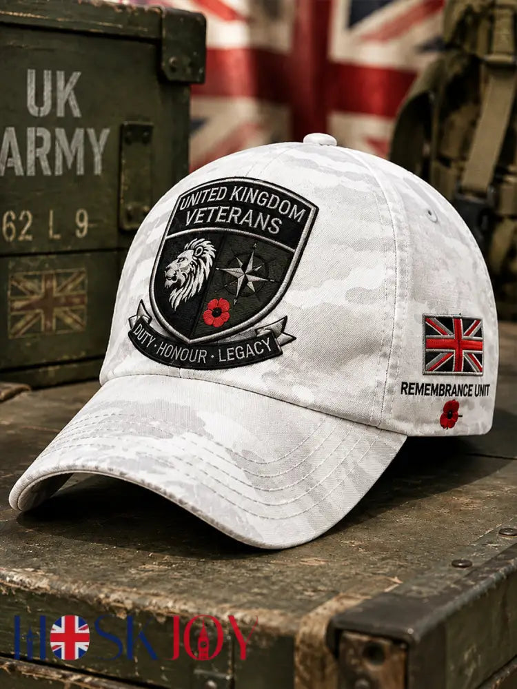 Men’s Vintage-Style Camo-Print Cap with Veteran Commemorative Elements - C / ONE