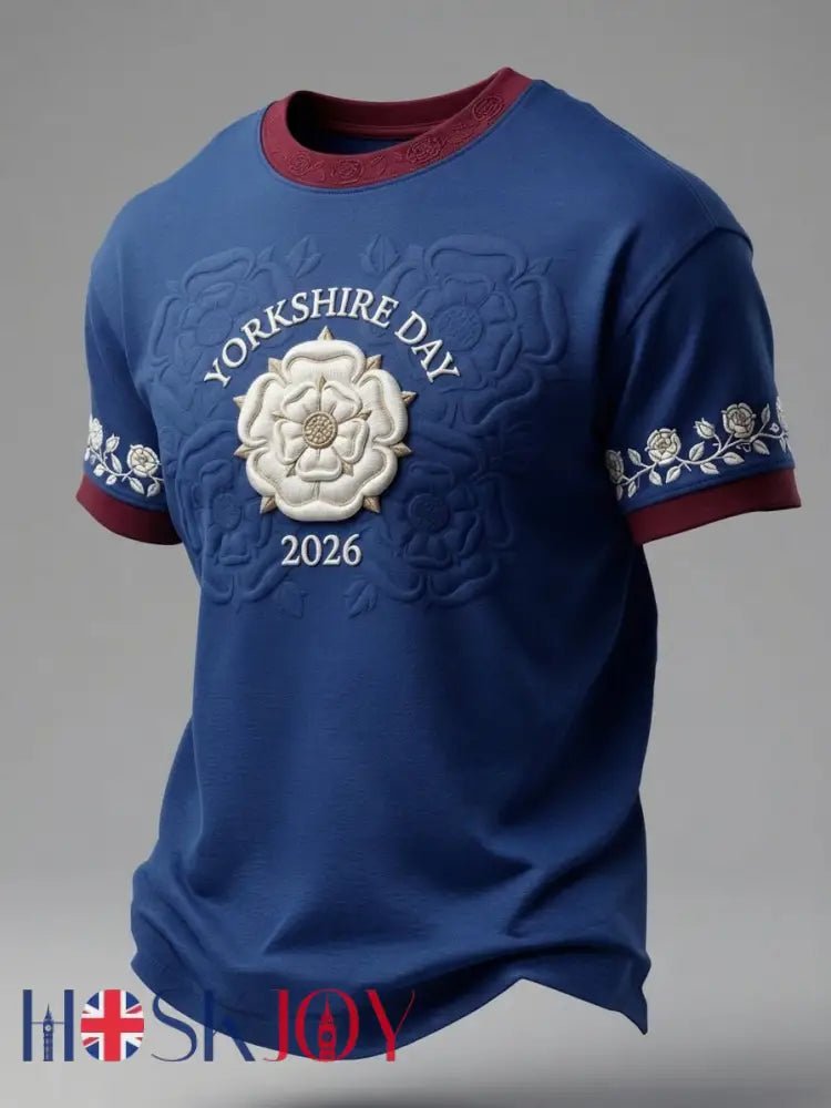 Men’s Vintage Yorkshire White Rose Short-Sleeve T-Shirt - Blue / S