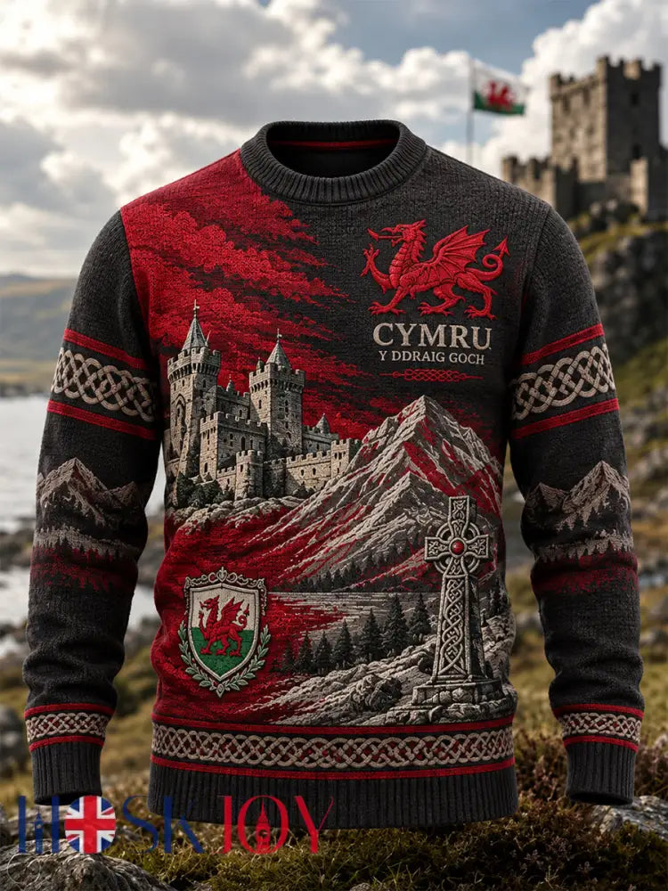 Men’s Wales UK Casual Crew Neck Sweatshirt - Black / S
