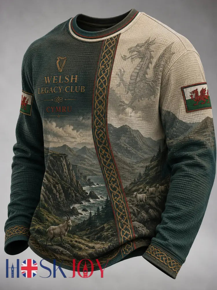 Men’s Wales UK Waffle Long Sleeve T-Shirt - A / S