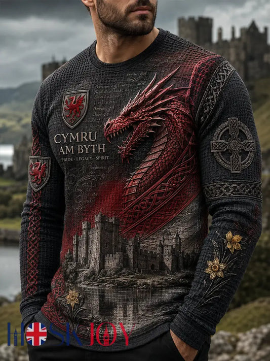 Men’s Wales UK Waffle Long Sleeve T-Shirt - A / S