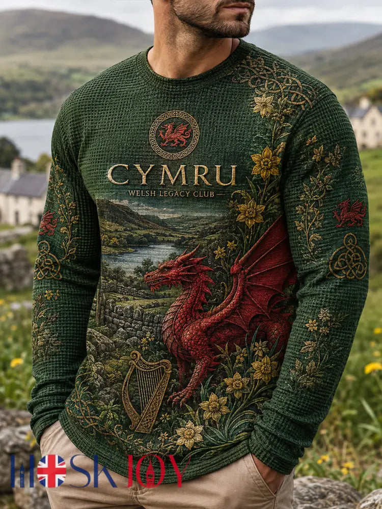 Men’s Wales UK Waffle Long Sleeve T-Shirt - A / S