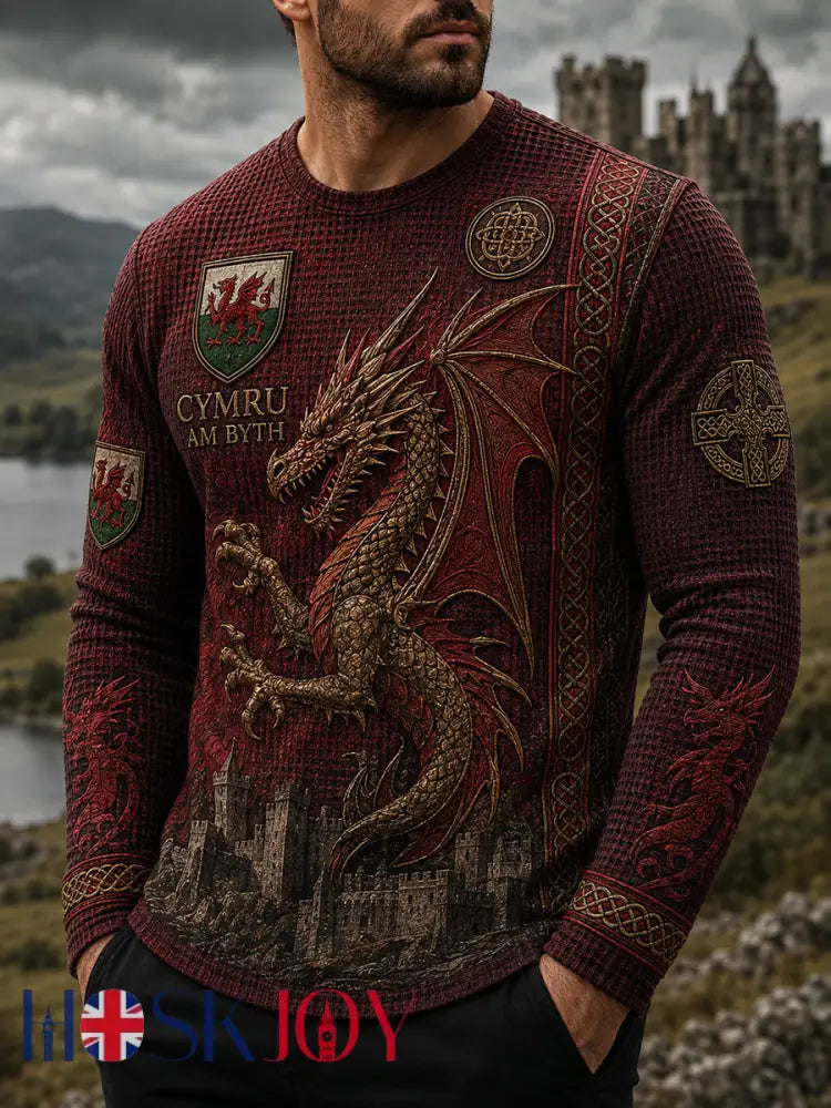 Men’s Wales Uk Waffle Long Sleeve T-Shirt - A / S