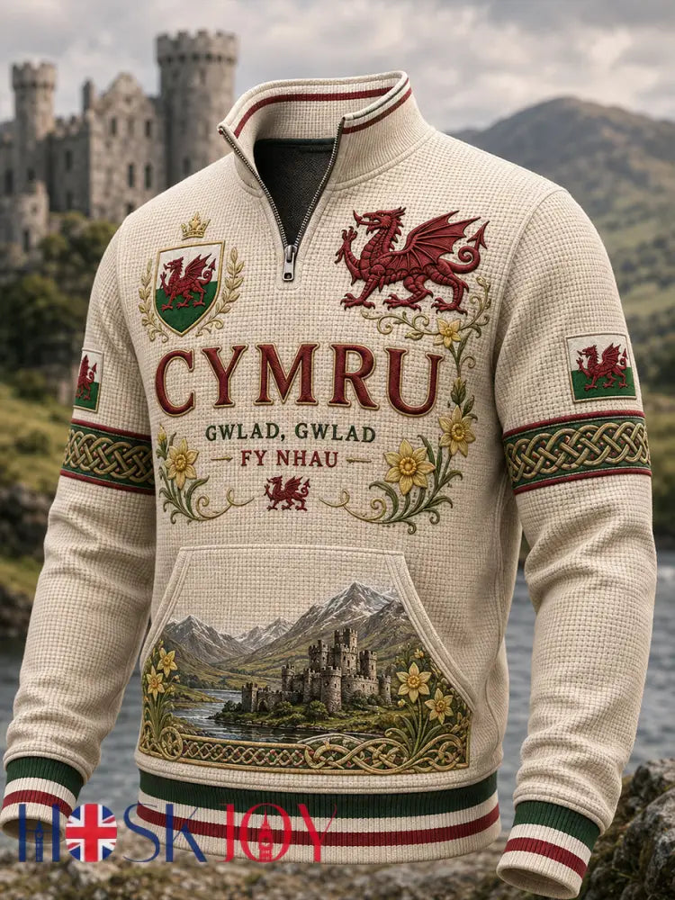 Men’s Wales Uk Waffle Long Sleeve T-Shirt - A / S