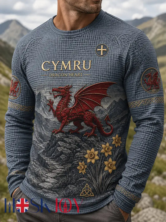 Men’s Wales UK Waffle Long Sleeve T-Shirt - A / S
