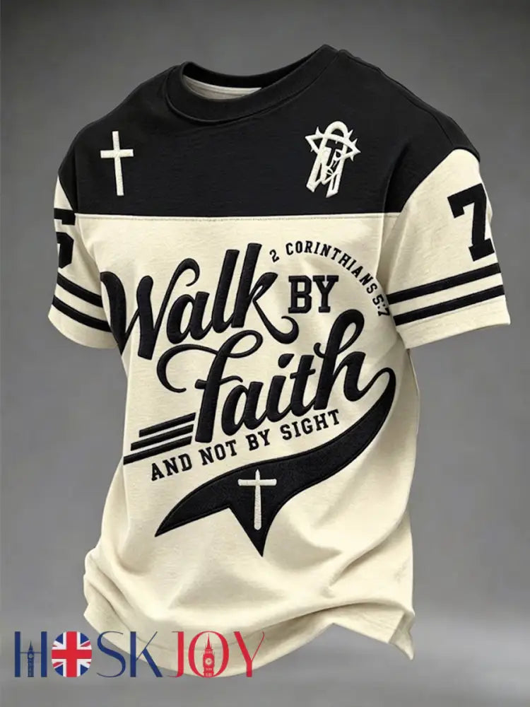 Men’s Walk By Faith And Not By Sight Short Sleeves T-shirt - Black / S