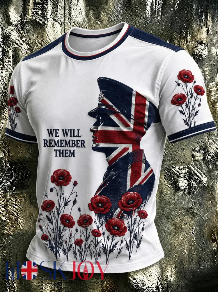 Men’s WE WILL REMEMBER THEM Printed T-shirt - White / S