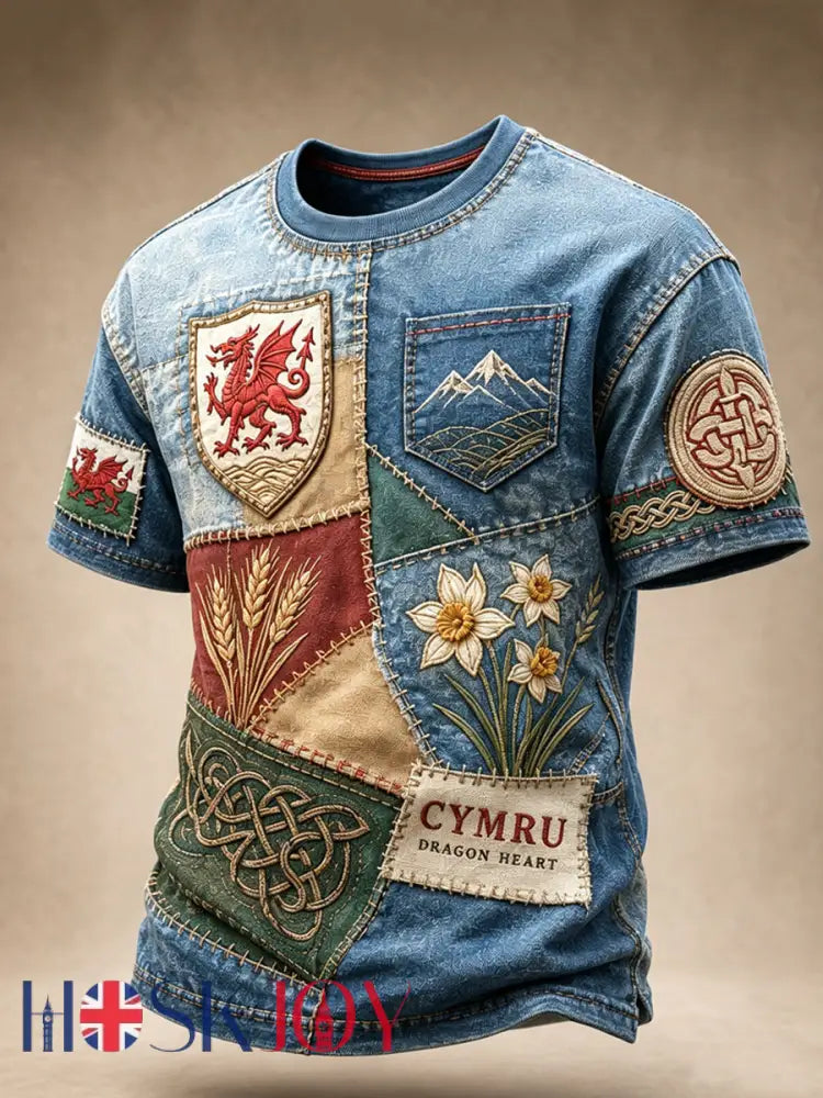 Men’s Welsh Cultural Element Art Print T-Shirt - A / S