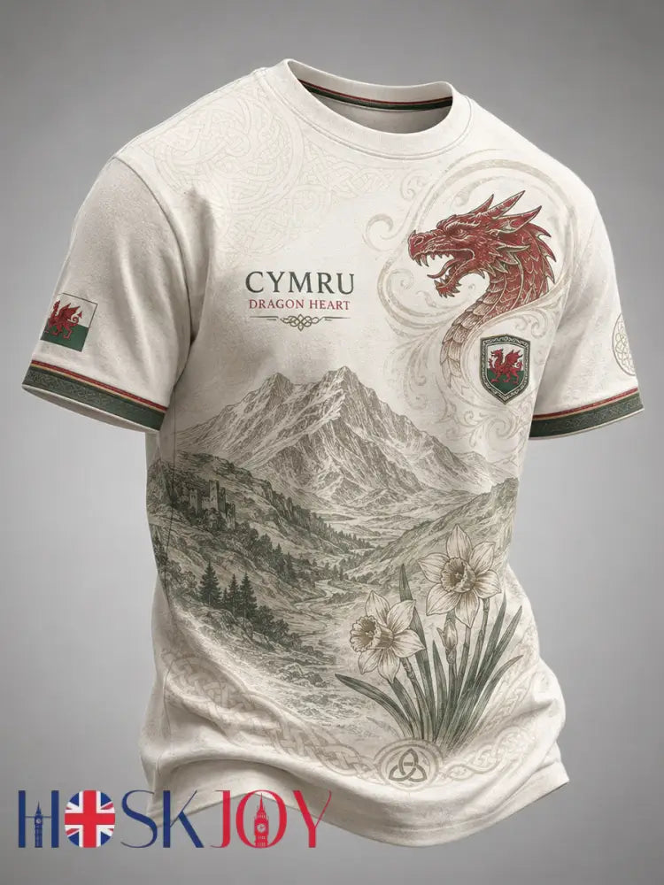Men’s Welsh Cultural Element Art Print T-Shirt - A / S