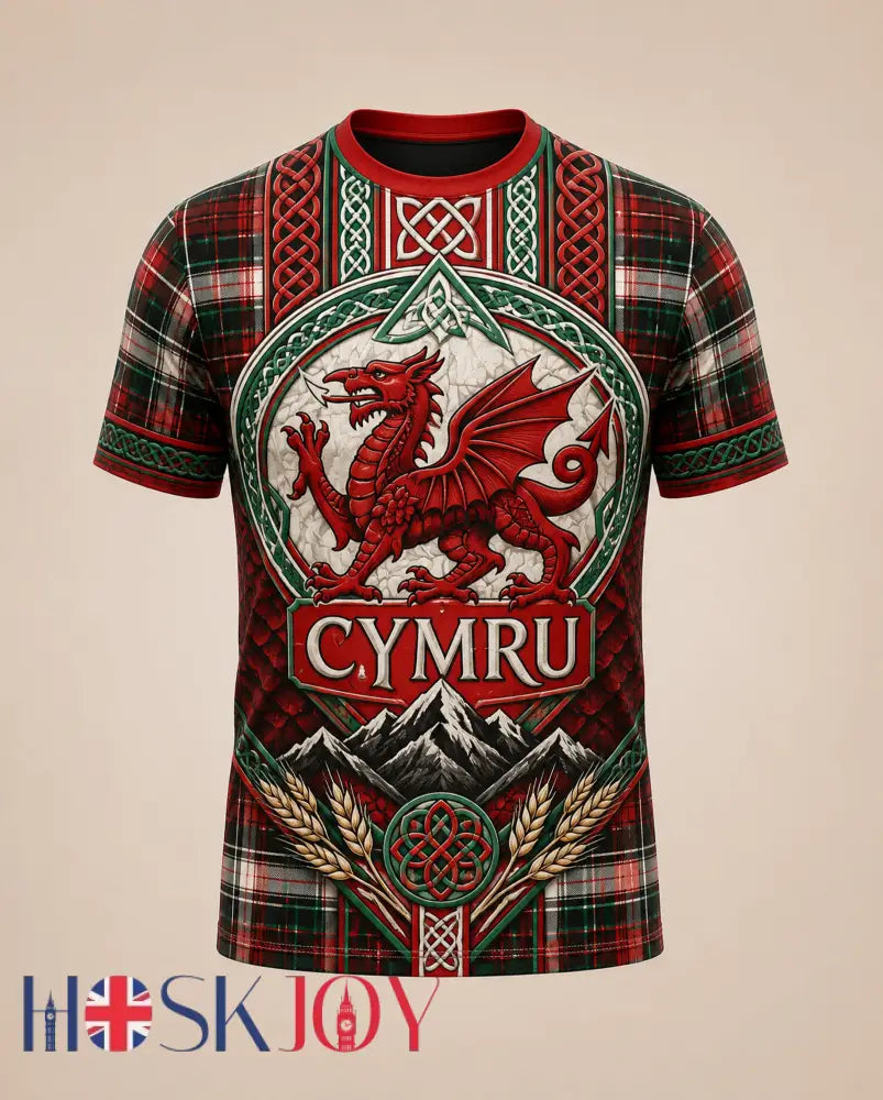 Men’s Welsh Cultural Elements Art Print T-Shirt - A / S