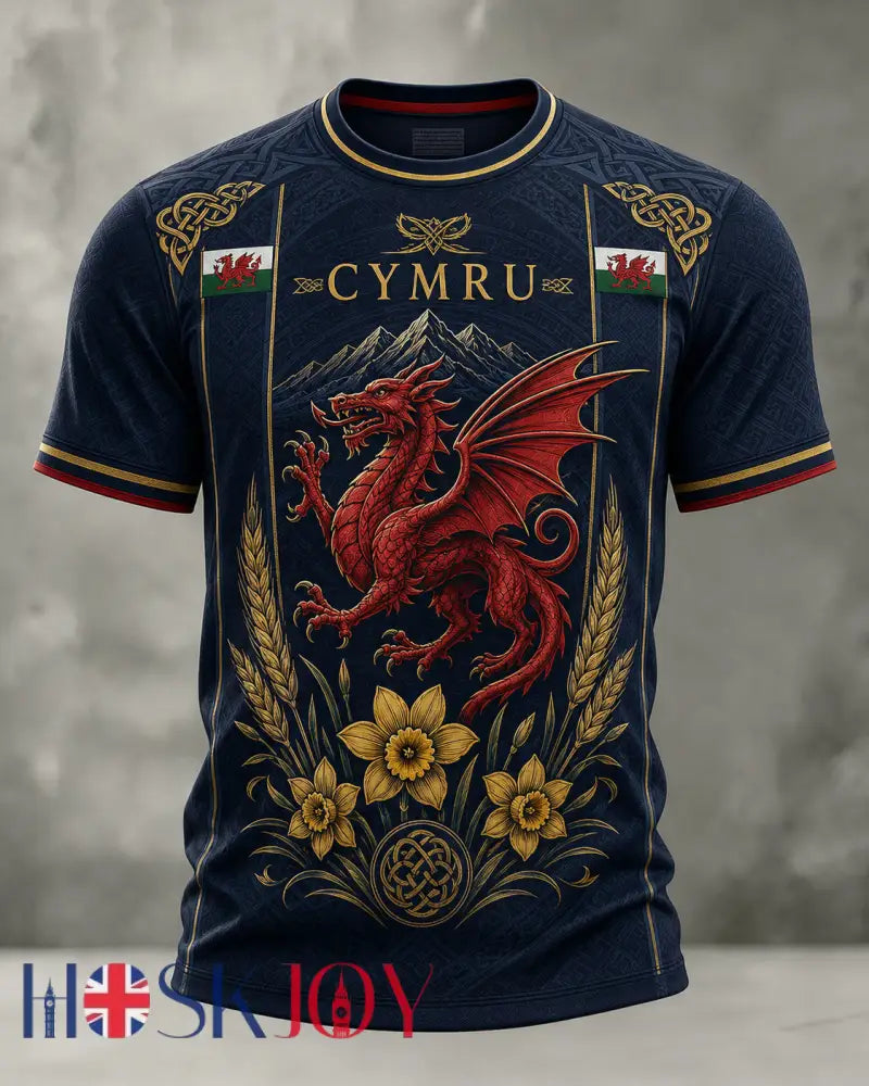 Men’s Welsh Cultural Elements Art Print T-Shirt - A / S