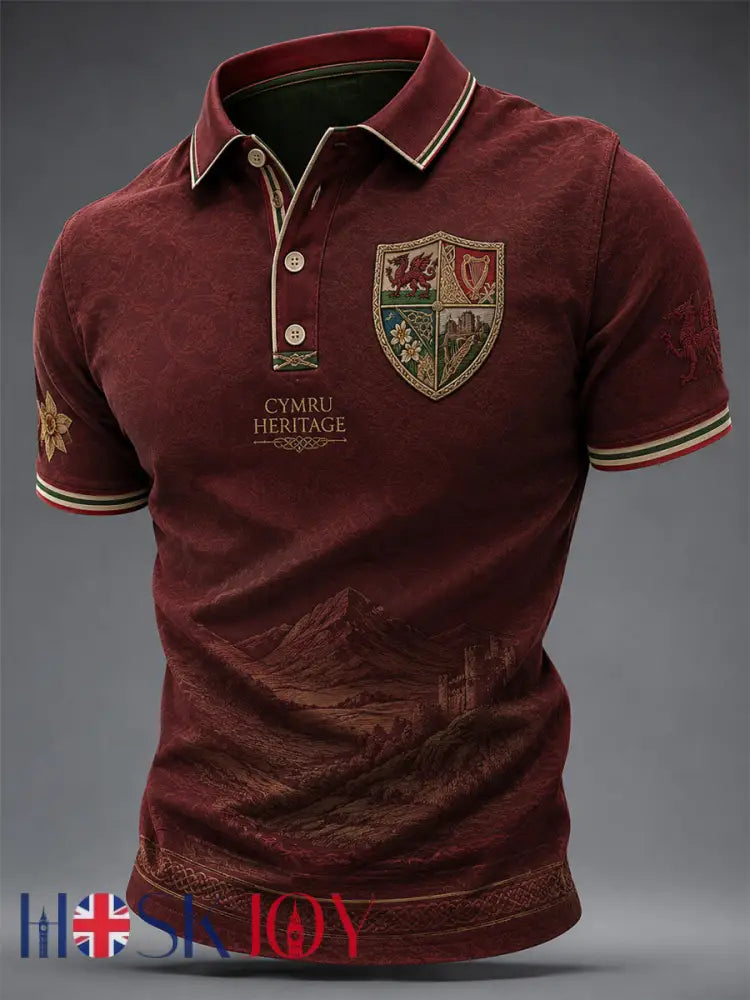 Men’s Welsh Dragon Celtic Heritage Printed Shirt - As picture / S