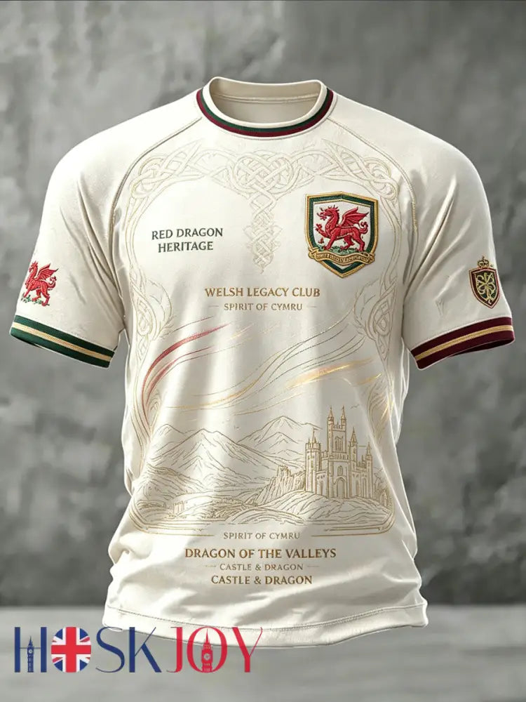 Men’s Welsh Dragon Printed Casual short sleeves t-shirt - As picture / S