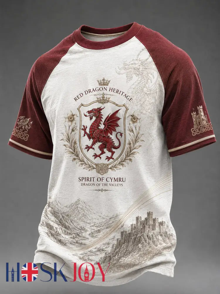 Men’s Welsh Dragon Printed Casual short sleeves t-shirt - As picture / S