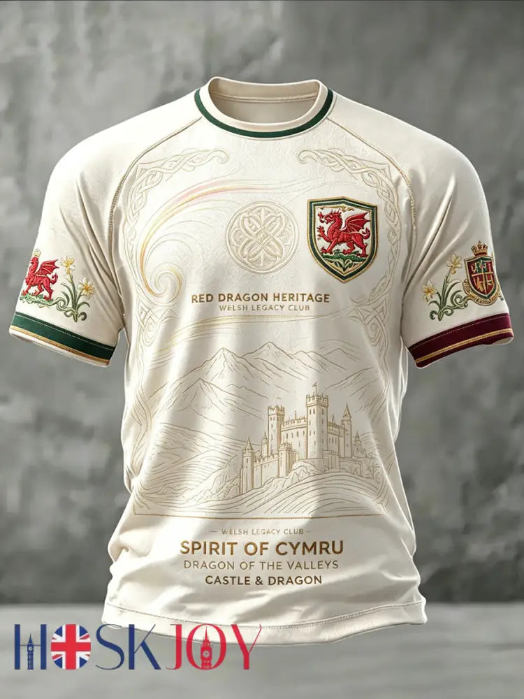 Men’s Welsh Dragon Printed Casual short sleeves t-shirt - As picture / S