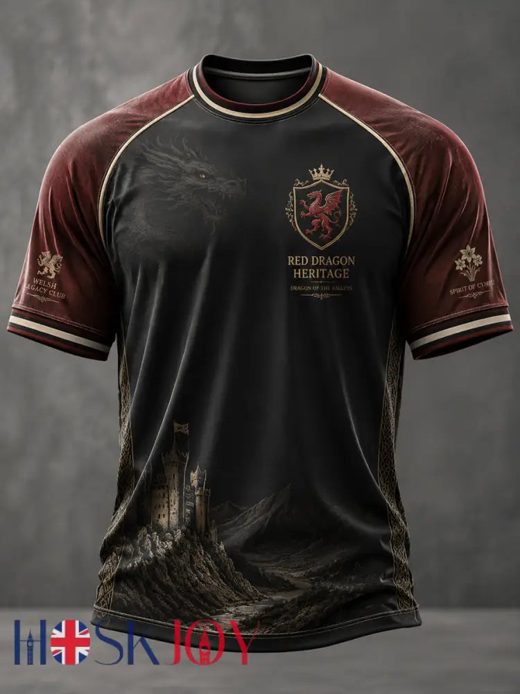 Men’s Welsh Dragon Printed Casual short sleeves t-shirt - As picture / S