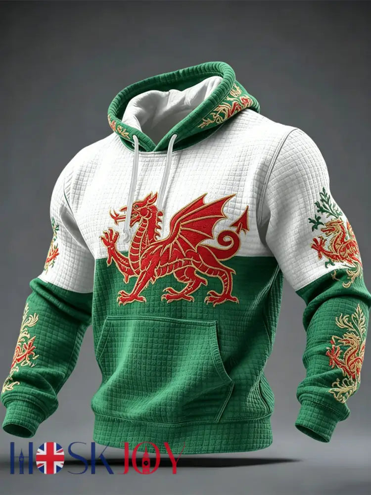 Men’s Welsh Dragon Printed Hoodie - As picture / S